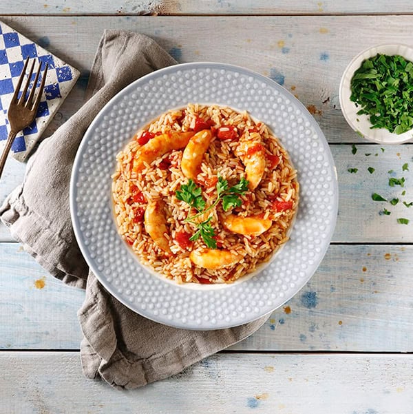 Πιλαφι με ντοματα και γαριδες